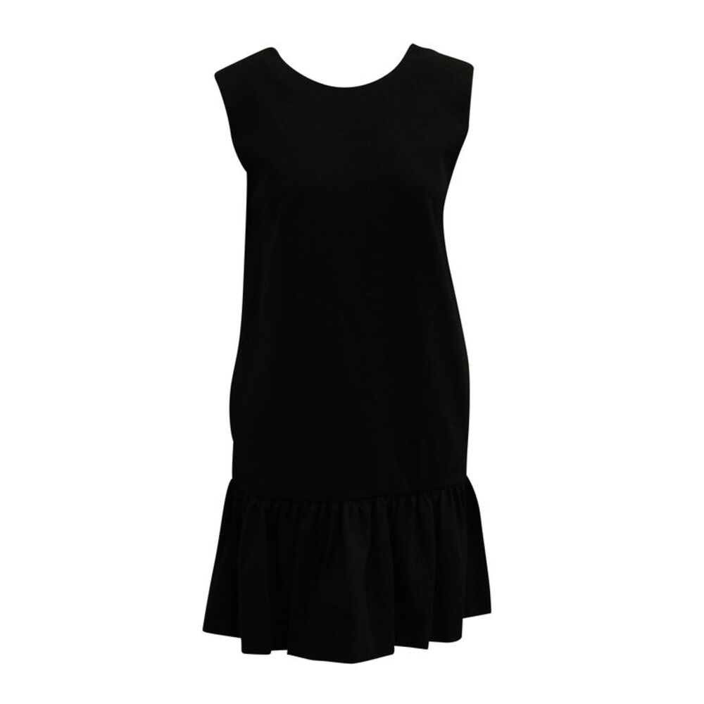 MSGM Ruffled Hem Mini Dress in Black Viscose